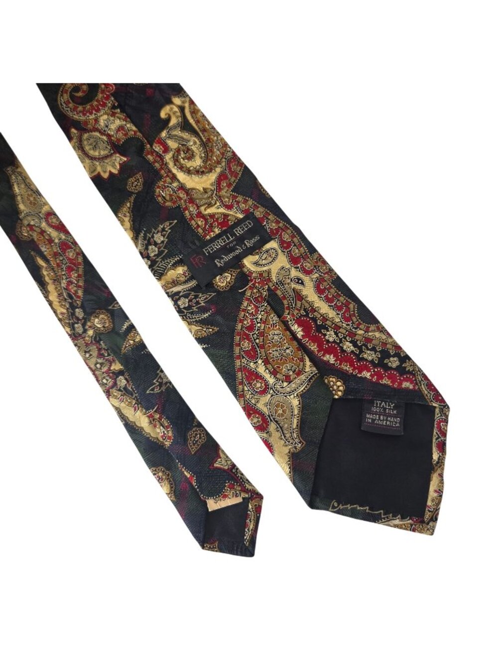 Ferrell Reed For Redwood & Ross Mens 100% Silk Paisley Tie Made By Hand In USA